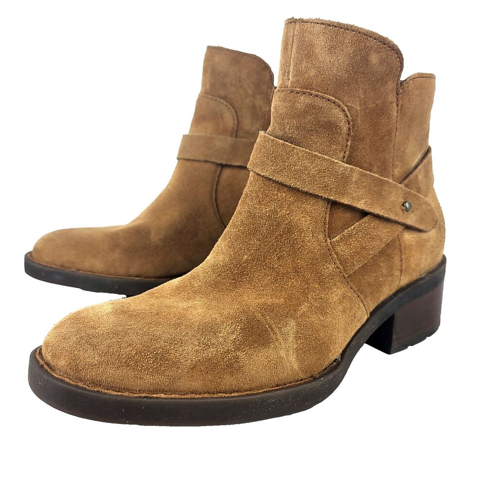 Born Tori Suede Leather Heeled Booties Boots Shoes Brown Size 7.5 M